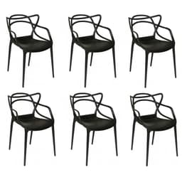 Kit X6 Sillas Plastico Apilable Reforzada Comedor Exterior Smart Tech Hy-01 Color Negro