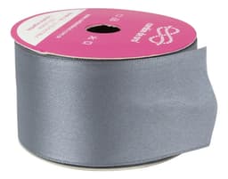 Cinta Raso Doble Faz N°9 Ancho 40mm Deco Rollo X 10 Metros Color Gris