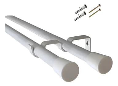 Kit Barral Doble Cortina Metal 2,20 Metros 22mm Blanco Negro