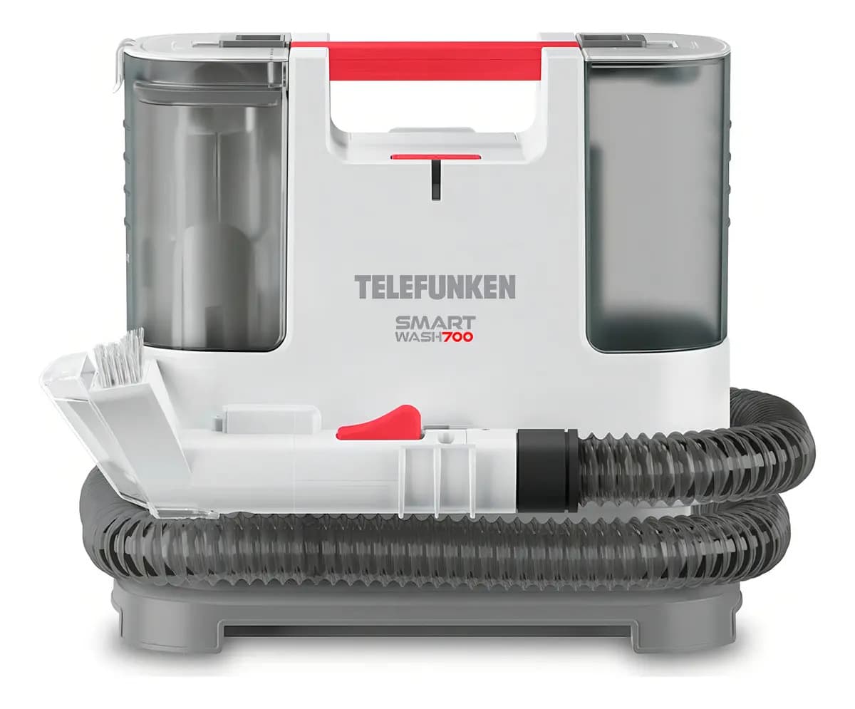 Aspiradora lava tapizados De tacho Telefunken SmartWash 700 1.5L blanca, gris y roja 50Hz/60Hz