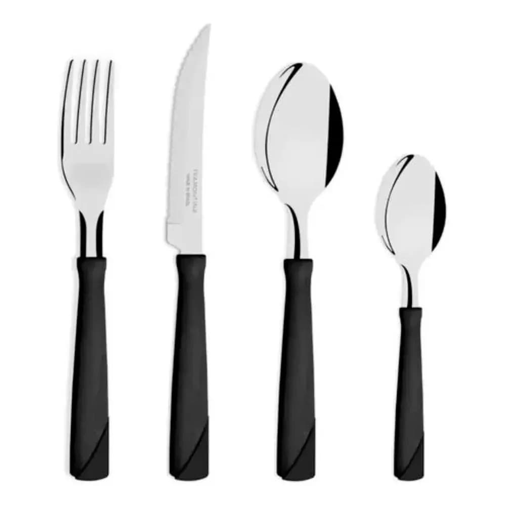 Juego Cubiertos Tramontina New Kolor Mango Negro Set X24