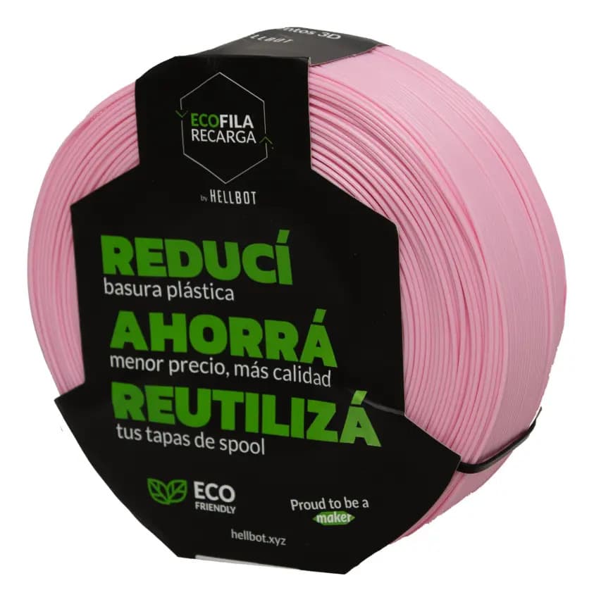 Filamento PLA Hellbot Ecofila Recarga V2 de 1.75mm y 1kg en Rosa Pastel
