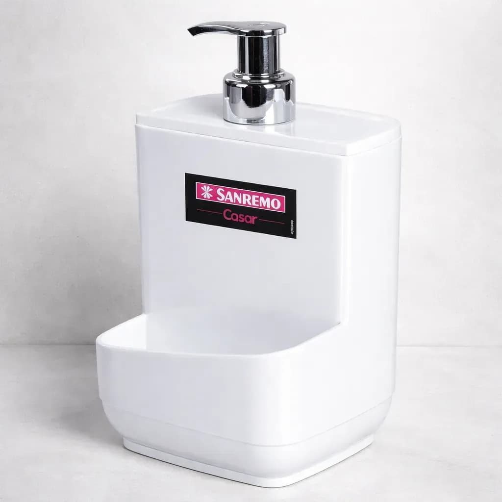 Dispenser Detergente Dosificador Portaesponja 500ml Sanremo Blanco