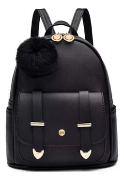 Mochila Mujer Dama Urbana Impermeable Ecocuero Bolso Antirrobo Chica Cartera Bolsillos Levys Bazar Color Negro
