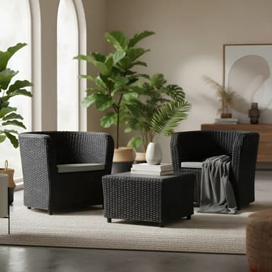 Juego De Living Para Exterior - Set Nova Confort Color Grafito