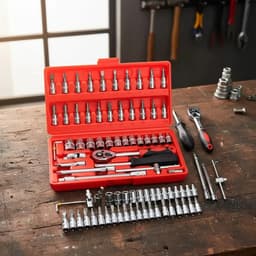 Set Caja Herramientas Llave Tubo Kit 46 Pzs Estuche Alpina Color Negro