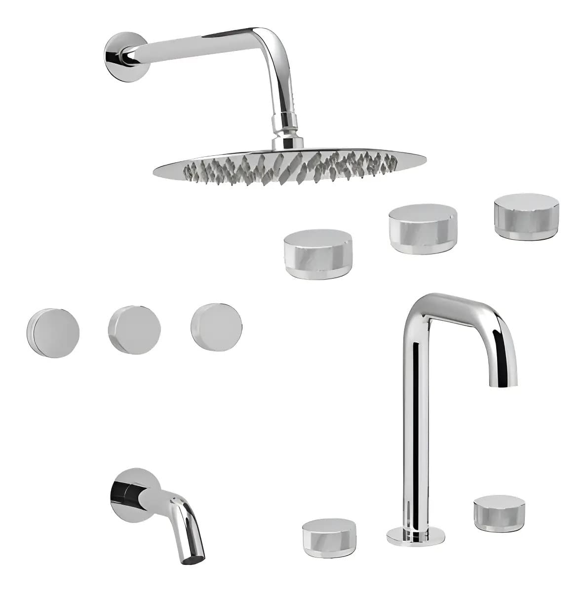 Combo Grifería Peirano Fabric Cromado Bidet + Lav + Ducha Cromo