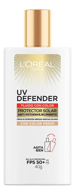 L'Oreal Paris Protector Solar Fluid FPS50+ UV Defender, Tono Medio 40ml