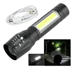 Linterna LED Recargable Mini USB con Zoom y Luz Blanca