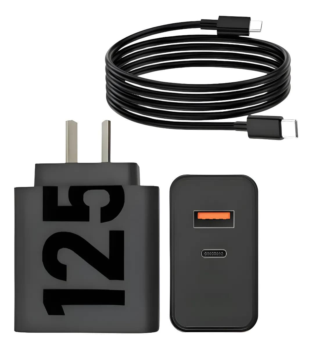 Cargador Super Rápido 125w Tipo C Para Samsung Motoro Xiaomi Negro
