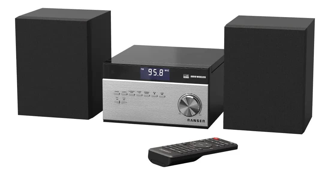 Microcomponente / Microsistema Ranser Mr-5538 Hi-Fi Bluetooth CD USB MP3 FM Negro