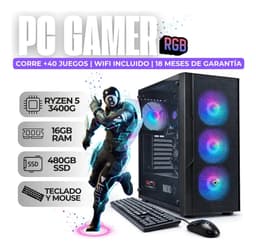 Pc Gamer Amd Ryzen 5 3400g | 16 Gb | 480 Gb | Gabinete 4 Coolers Argb | Wifi | Pc Armada Noxi | Teclado y Mouse