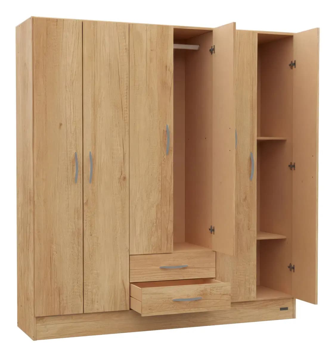 Placard Pack Ropero 6 Ptas Dormitorio Cajones Color Bambu