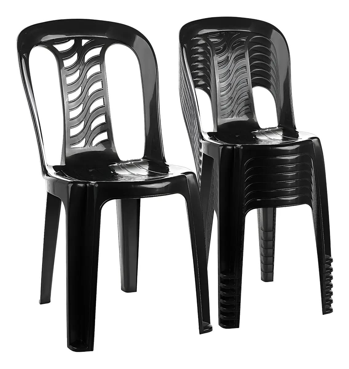 Silla Plastica Apilable De Jardin X10 Bistro Color Negro Gardenlife