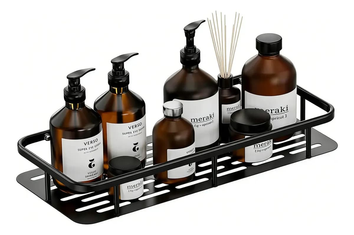 Organizador Adhesivo Ducha Estante Baño Genérico 1pc Negro