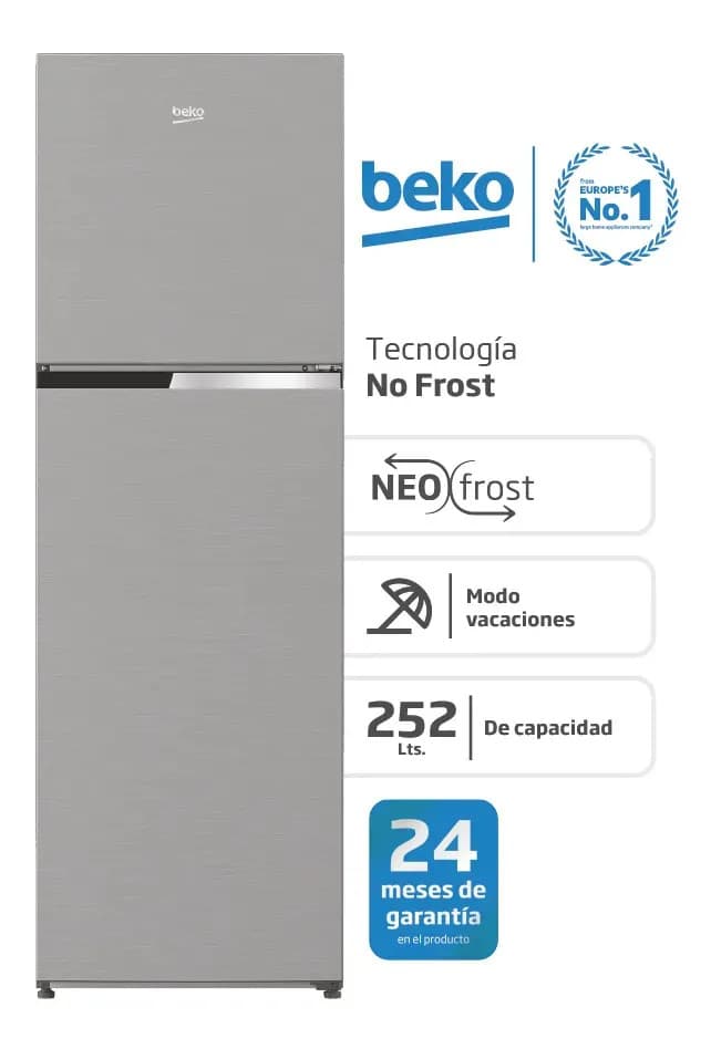 Heladera Beko No Frost 252l Inoxidable