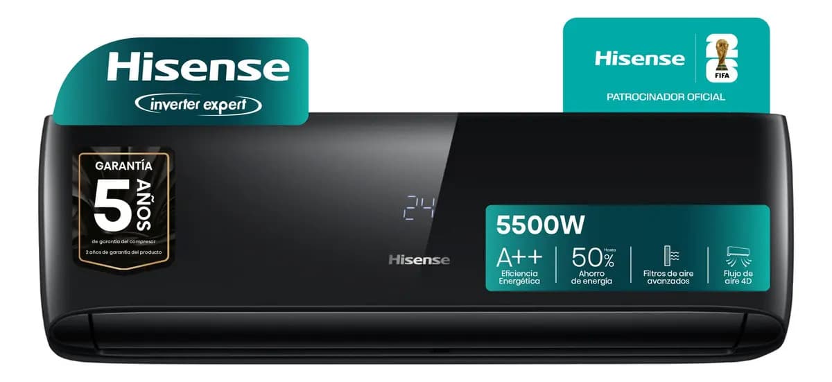 Aire Acondicionado Split Inverter Frío Calor Hisense 4730 Frigorías Negro
