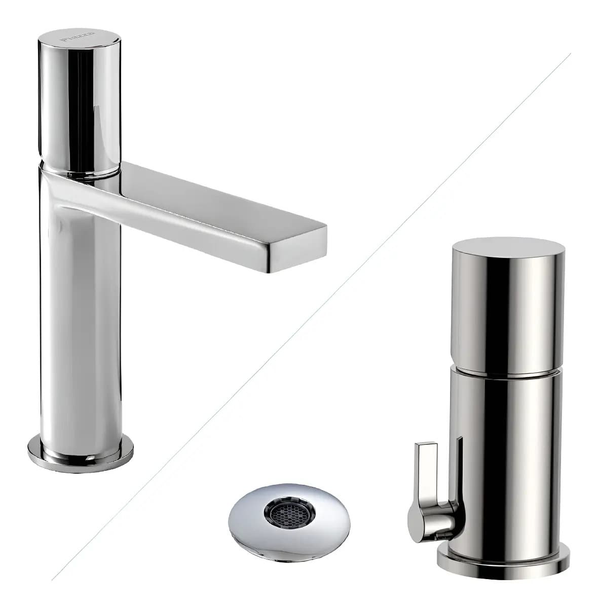 Grifería Piazza Lounge Monocomando Combo Lavatorio + Bidet Color Cromo