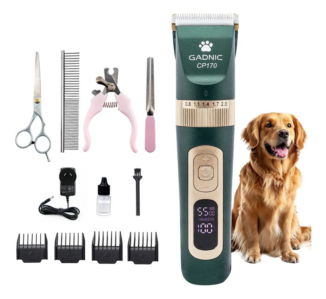 Máquina De Cortar Pelo Para Perros Gadnic CP170 Silenciosa 2000 mAh 4 Peines Acero Inoxidable Autonomía 3,5Hr Carga Rápida