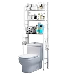 Mueble organizador de baño Toilet Rack MUEBLE ESTANTE REPISA BAÑO de metal color blanco - 47cm x 1.6m x 25cm