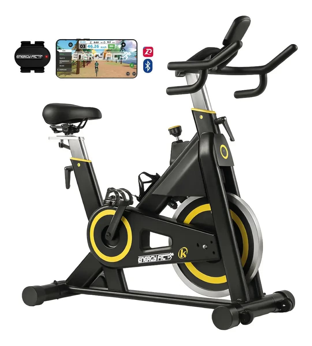 Bicicleta Fija Spinning Profesional Energy Fit 51 Kgs Xtreme Negro