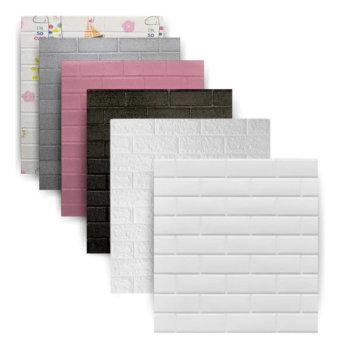 10 Placas Revestimiento Pared Autoadhesiva 3d Subway Rustico Color Blanco Liso