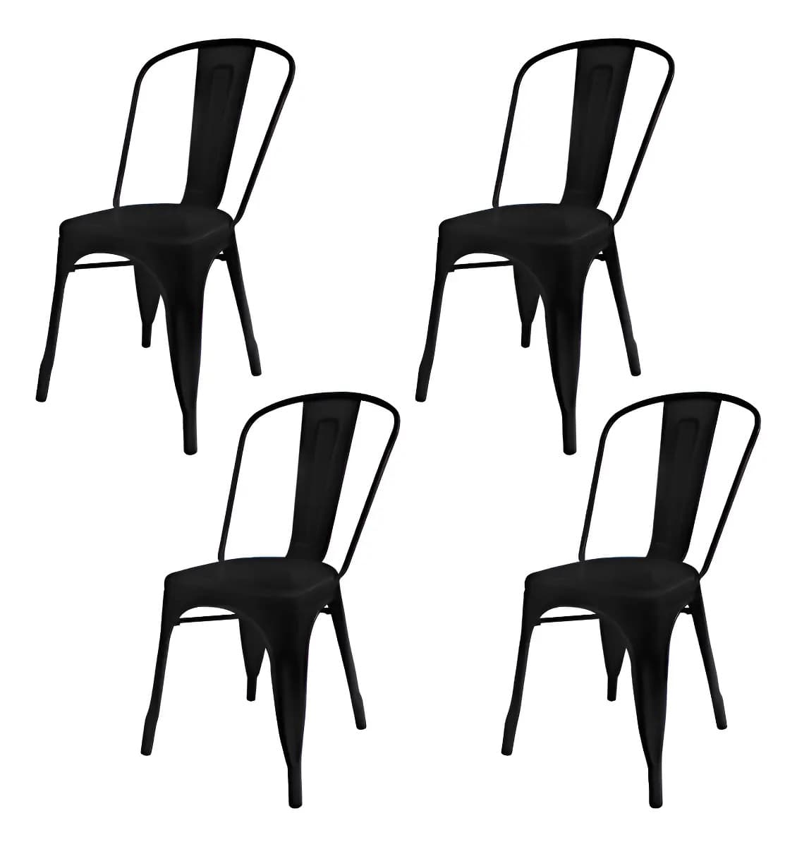 4 Sillas de Comedor DeSillas Tolix Industrial Color Negro Mate