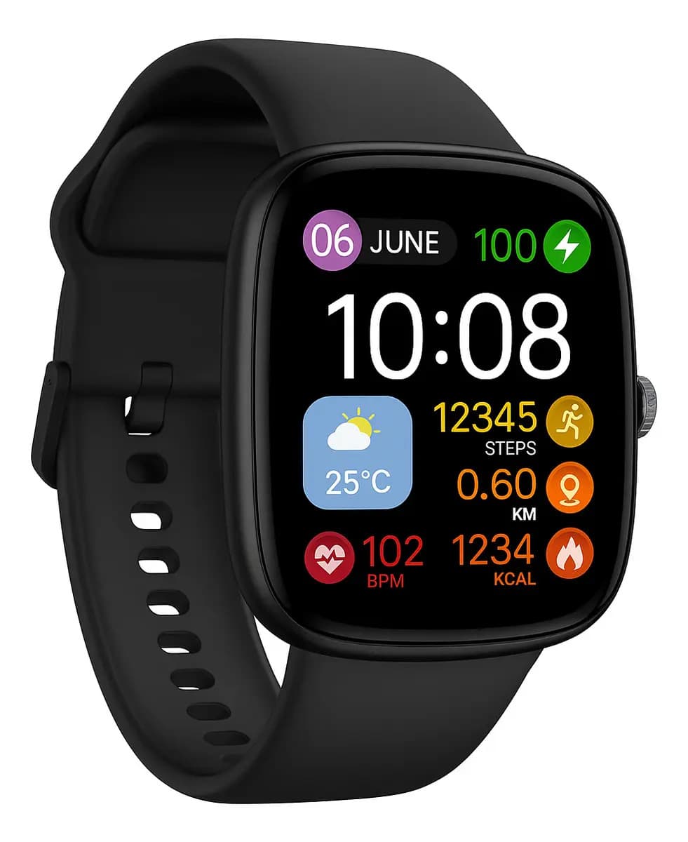 Smartwatch Jd Cairo Pantalla 1.83 Cuadrado Llamadas Bluetooth Presión Arterial Control De Musica Reloj Inteligente Color Negro