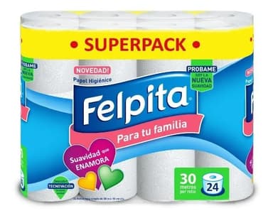 Papel Higiénico Felpita Suavidad Simple Hoja 30m Pack 24 Unidades