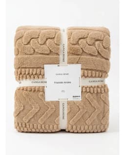 Frazada Andes Queen 2 Plazas | Ganga Home Corderito Soft 2690 G Almendra
