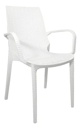 Sillón Silla Plástica Reforzado Melody Simil Ratán Color Blanco Para Tu Casa