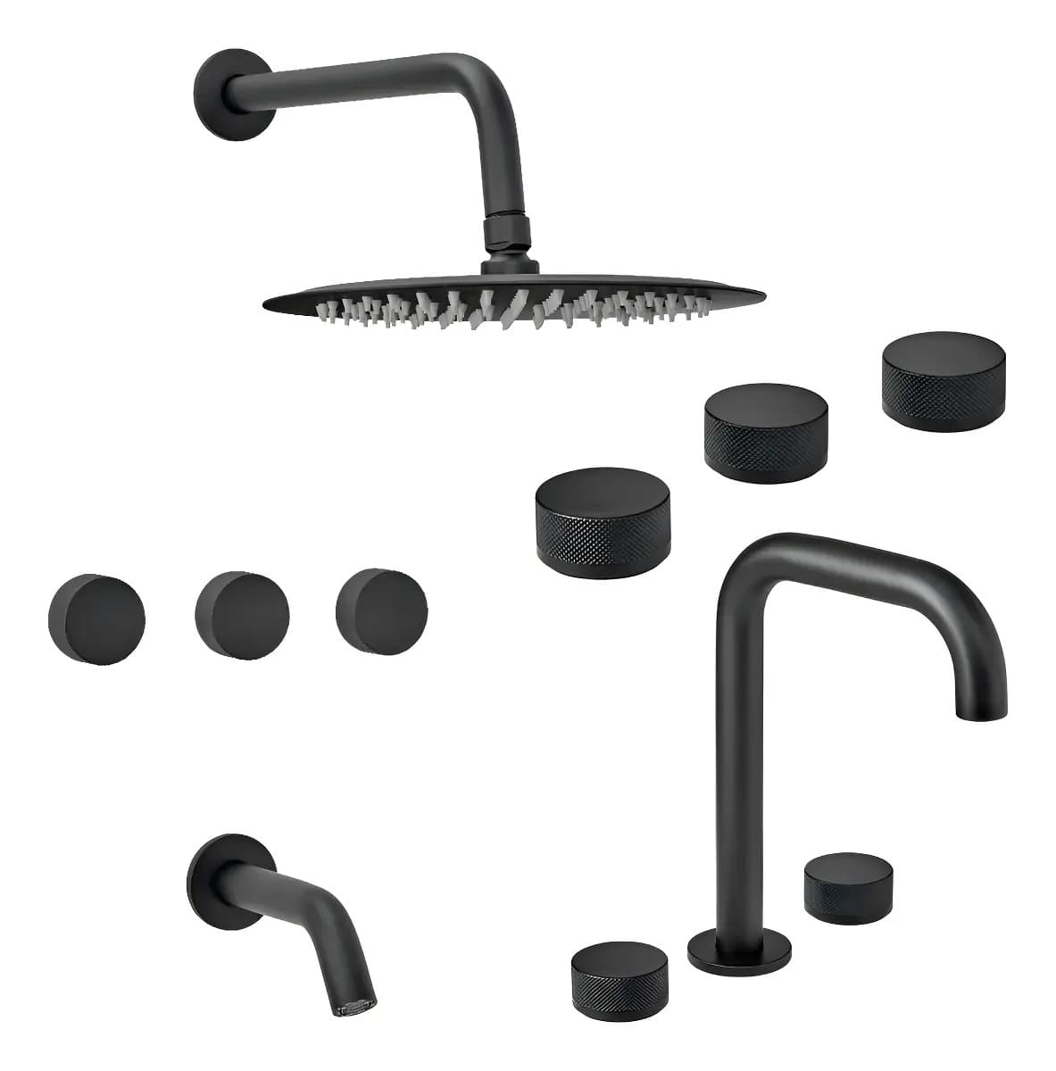 Griferia Peirano Fabric Negro Lavatorio, Bidet Y Ducha 1