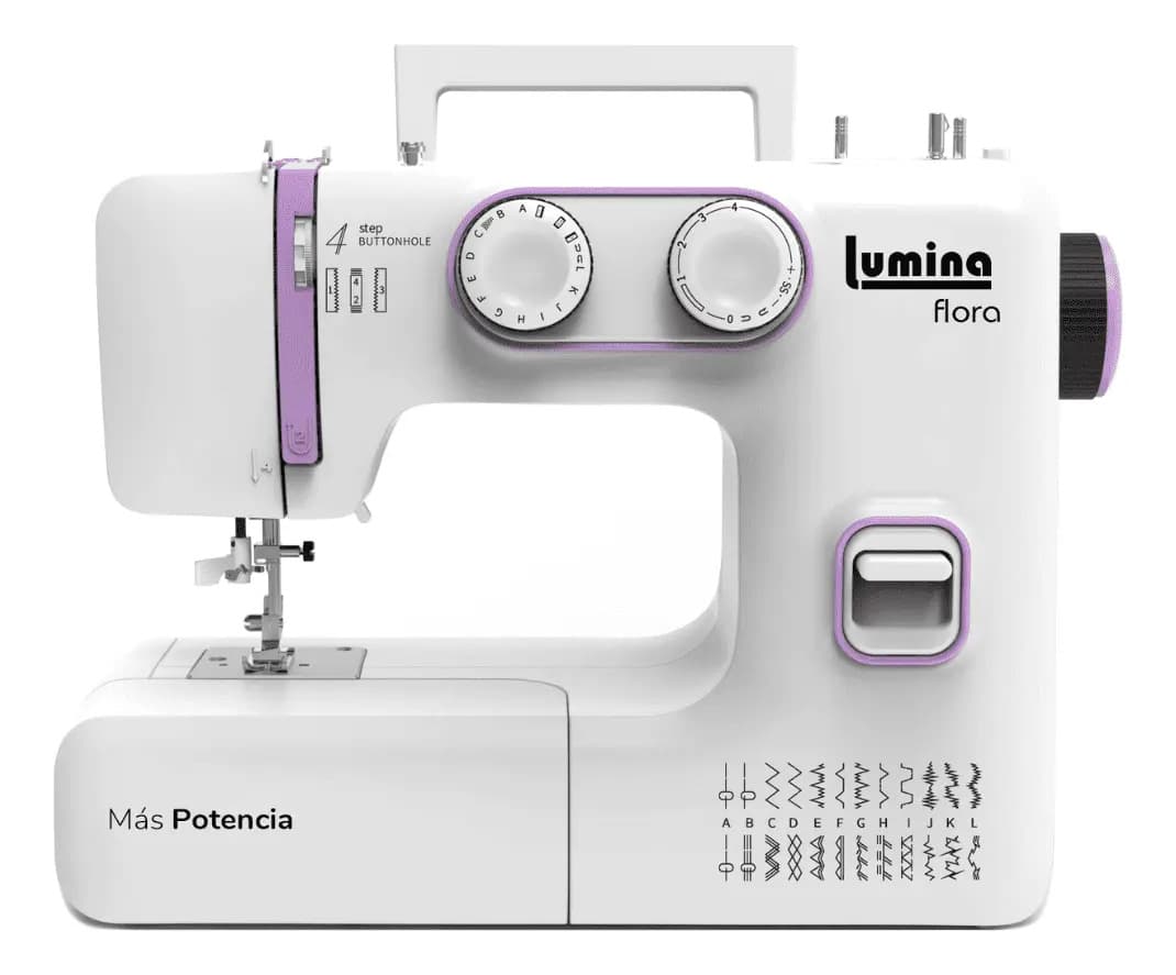 Maquina De Coser Lumina Flora Blanca Trabajos Pesados Con 24 Diseños De Puntada
