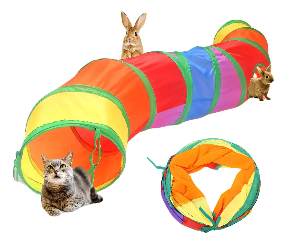 Túnel Interactivo Plegable Gatos Conejos Pethome 120cm Multicolor