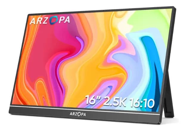Arzopa Monitor Portátil 16 Pulgadas Ultra 2.5k 2560x1600 Hd Color Negro
