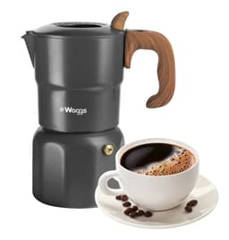 Cafetera Italiana Moka Con Visor Waggs Aluminio 300ml Negro