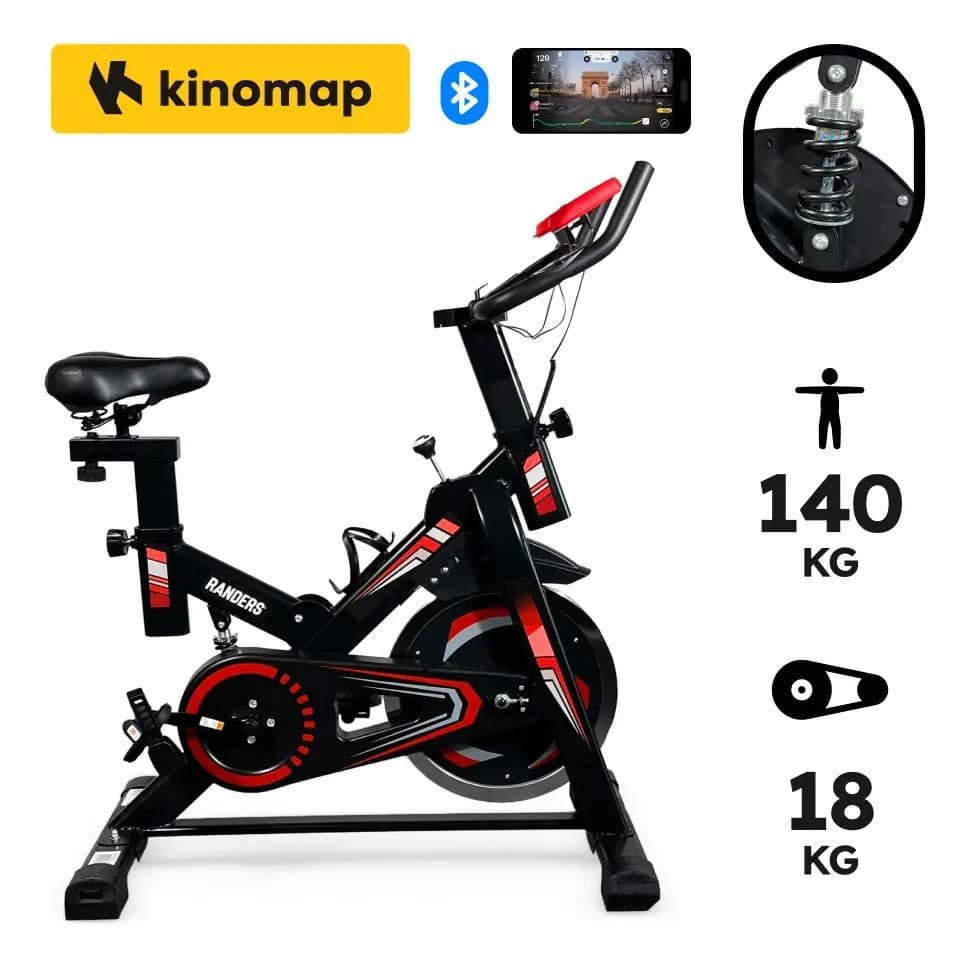 Bicicleta Spinning Arg-890sp-pro 18kg Con Bluetooth Randers Negro