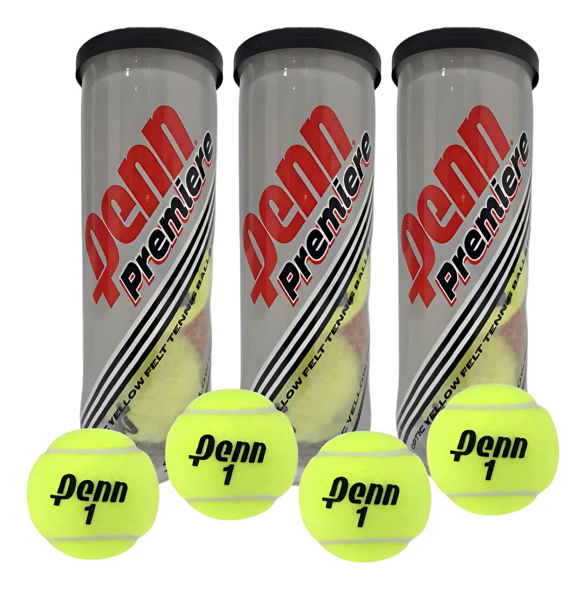 3 Tubos De 3 Pelotas De Tenis O Padel Penn Premiere Color Amarillo