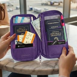 Porta Pasaporte De Viaje Violeta | Porta Documentos Marca Lookmy | Organizador De Viaje Porta Pasaporte Celular Tarjetas Pasajes |