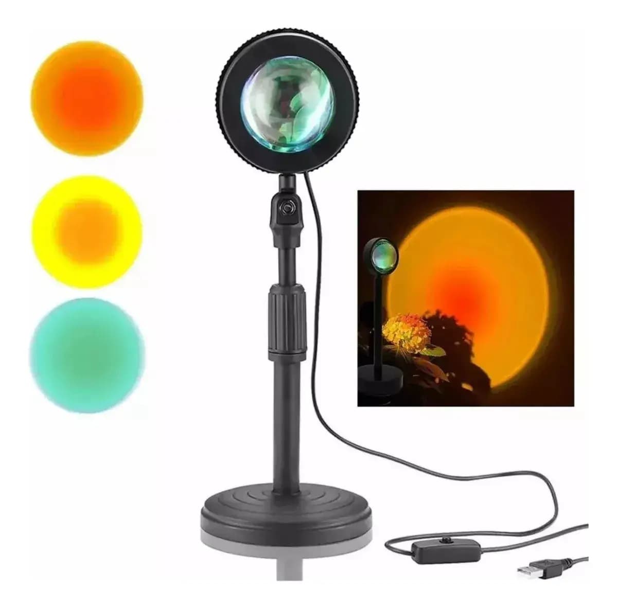Lampara Velador Sunset Proyector Atardecer 16 Colores Control Usb Mesa Veoquiero