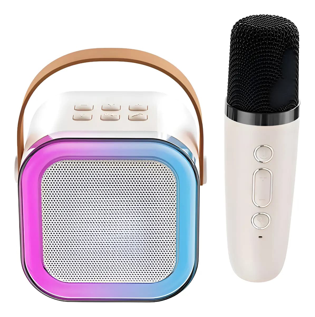 Parlante Karaoke Portátil K12 Con Micrófono Inalámbrico Bt Color Beige