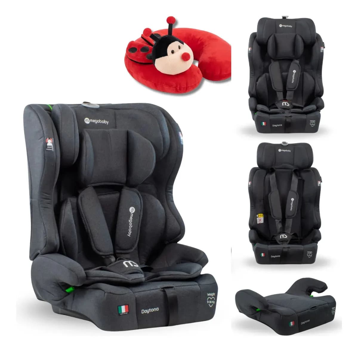 Butaca Booster Auto Bebé Mega Baby Daytona I-size 9 A 36 Kg Color Negro