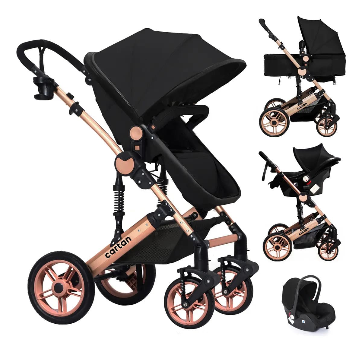 Cochecito de paseo travel system Cartan 300PLUS STL300 Plus Negro STL300 PLUS negro