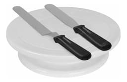 Plato Base Giratorio Base Pie Con 2 Espatulas Levys Bazar Alisador Escalon Y Recta 28cm Plastico Torta Reposteria Decoracion Cocina