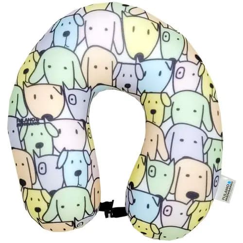 Almohada Para Viaje Cuello Cervical Relax Microperlas Color Perritos Diseño De La Tela Liso