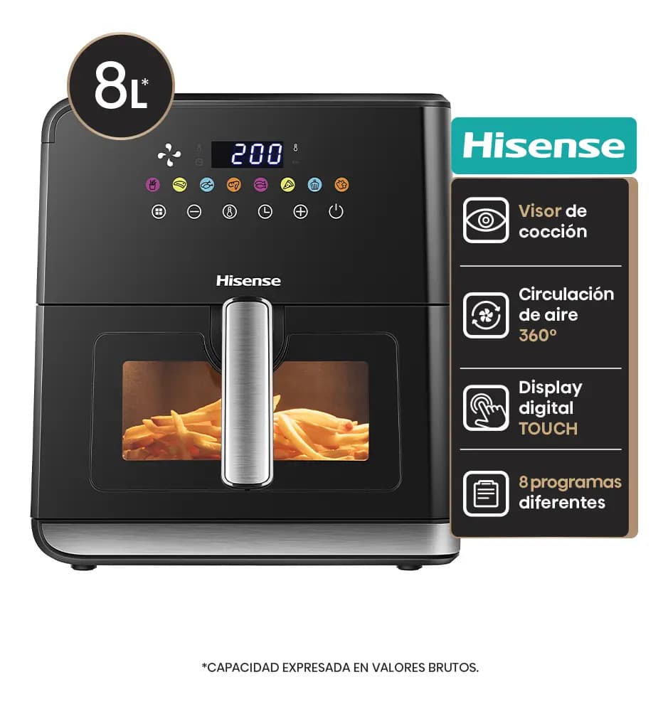Freidora De Aire Hisense H09af 8 L 1700w 8 Programas Color Negro