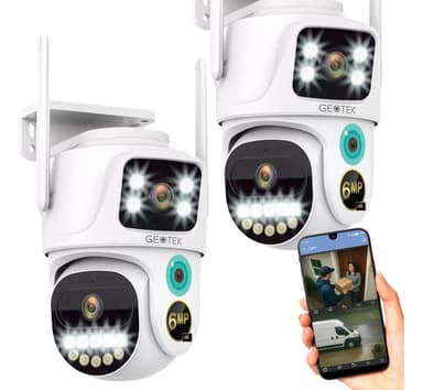Kit 2 Camaras Seguridad Geotek Ip 6mp Wifi Domo Doble Lente Exterior Vision Nocturna