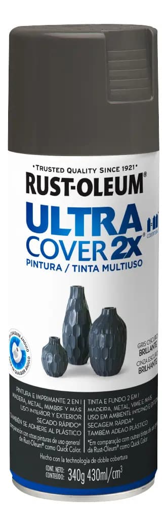 Pintura Aerosol Ultra Cover Colores 430 Ml 340 g Rust Oleum Color Gris Oscuro Brillante