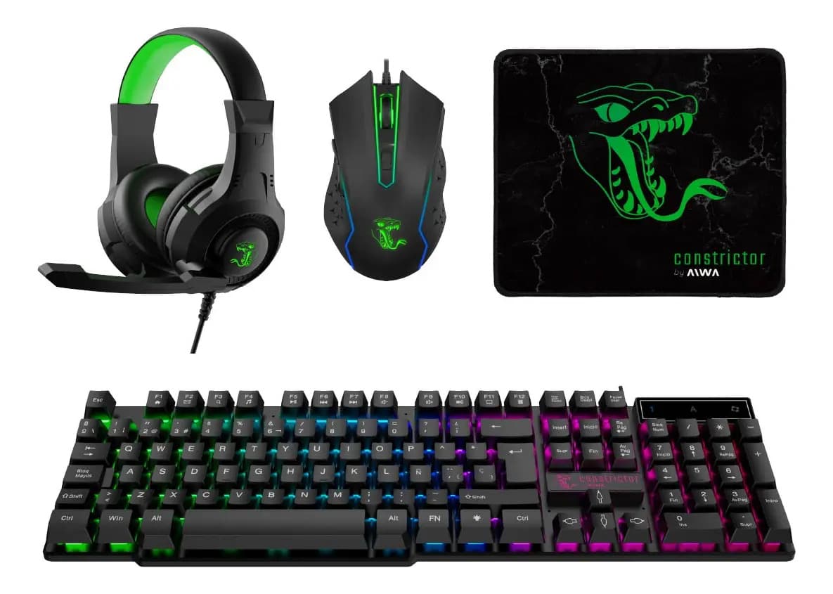 Combo Gamer Auricular Teclado Mouse Constrictor Grootslang