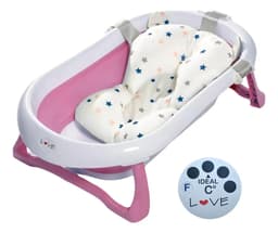 Love B330 Bañera plegable color rosa 77cm x 43cm x 20cm con diseño de estrella